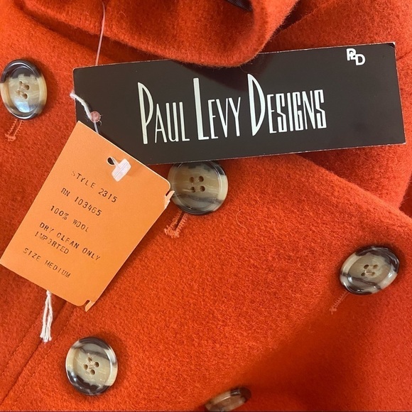 PAUL LEVY Vintage Wool Double Breast Coat Size M NEW - Picture 9 of 10
